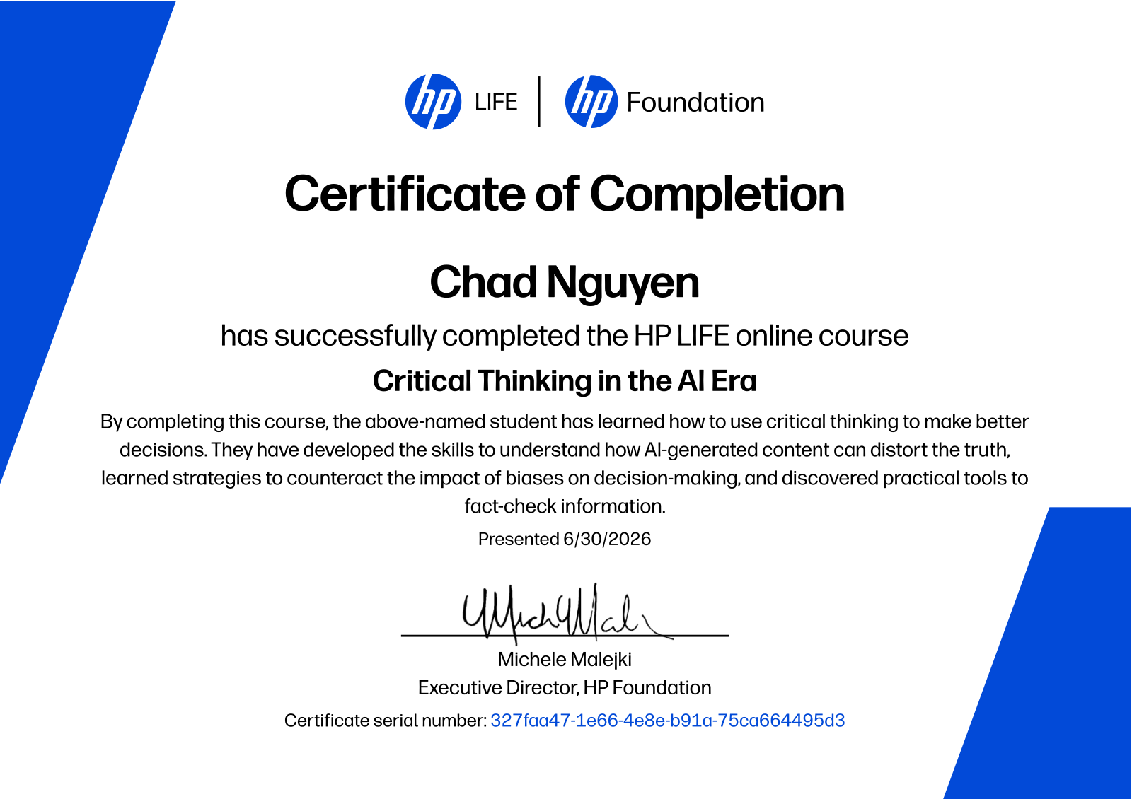 Critical Thinking in the AI Era Certificate