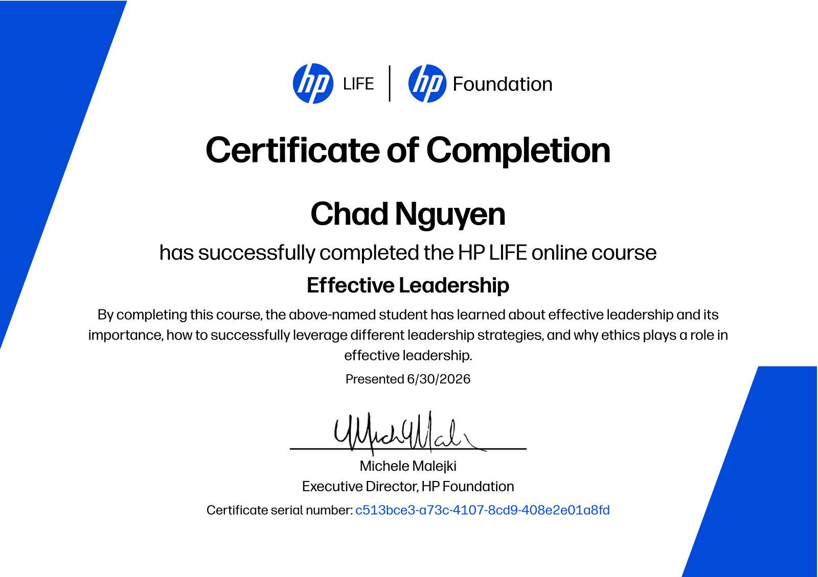 Effective Leadership Certificate